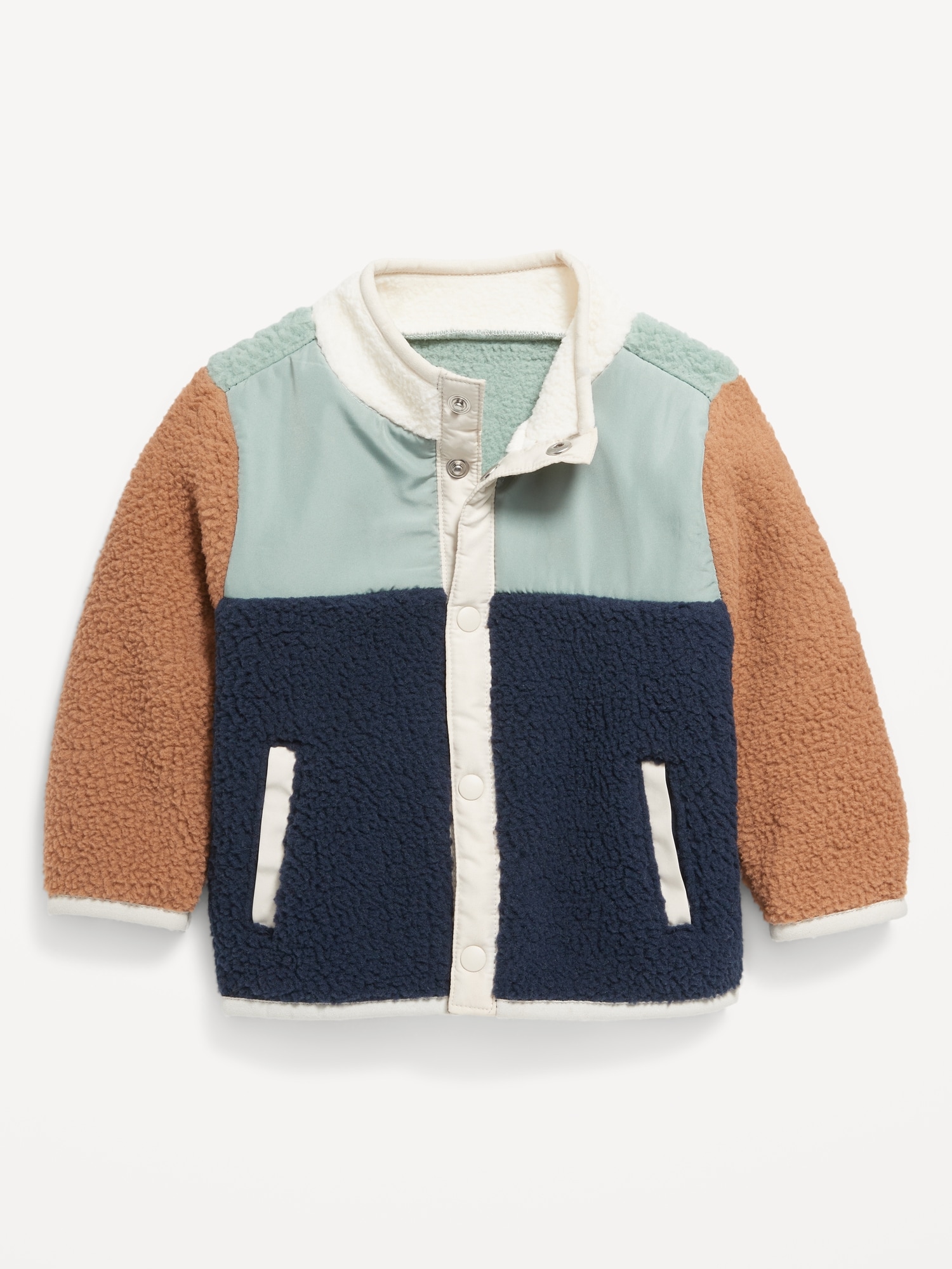 Mock-Neck Sherpa Jacket for Baby - Blue