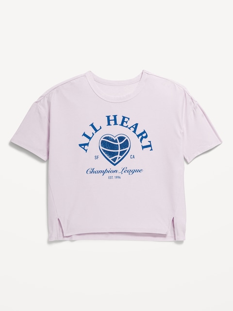 CloudMotion Cropped Graphic Performance T-Shirt for Girls - Lilac Purple