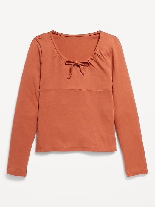 View large product image 2 of 3. Long-Sleeve Tie-Neck Top for Girls