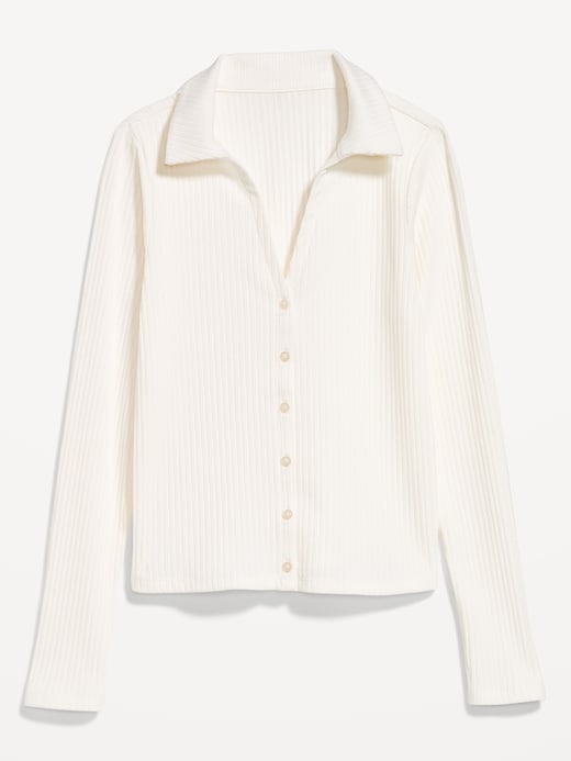 Image number 4 showing, Slim Ribbed Button-Down Top