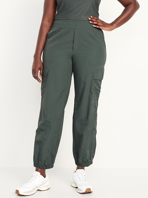 Image number 4 showing, High-Waisted Ankle-Zip Cargo Joggers