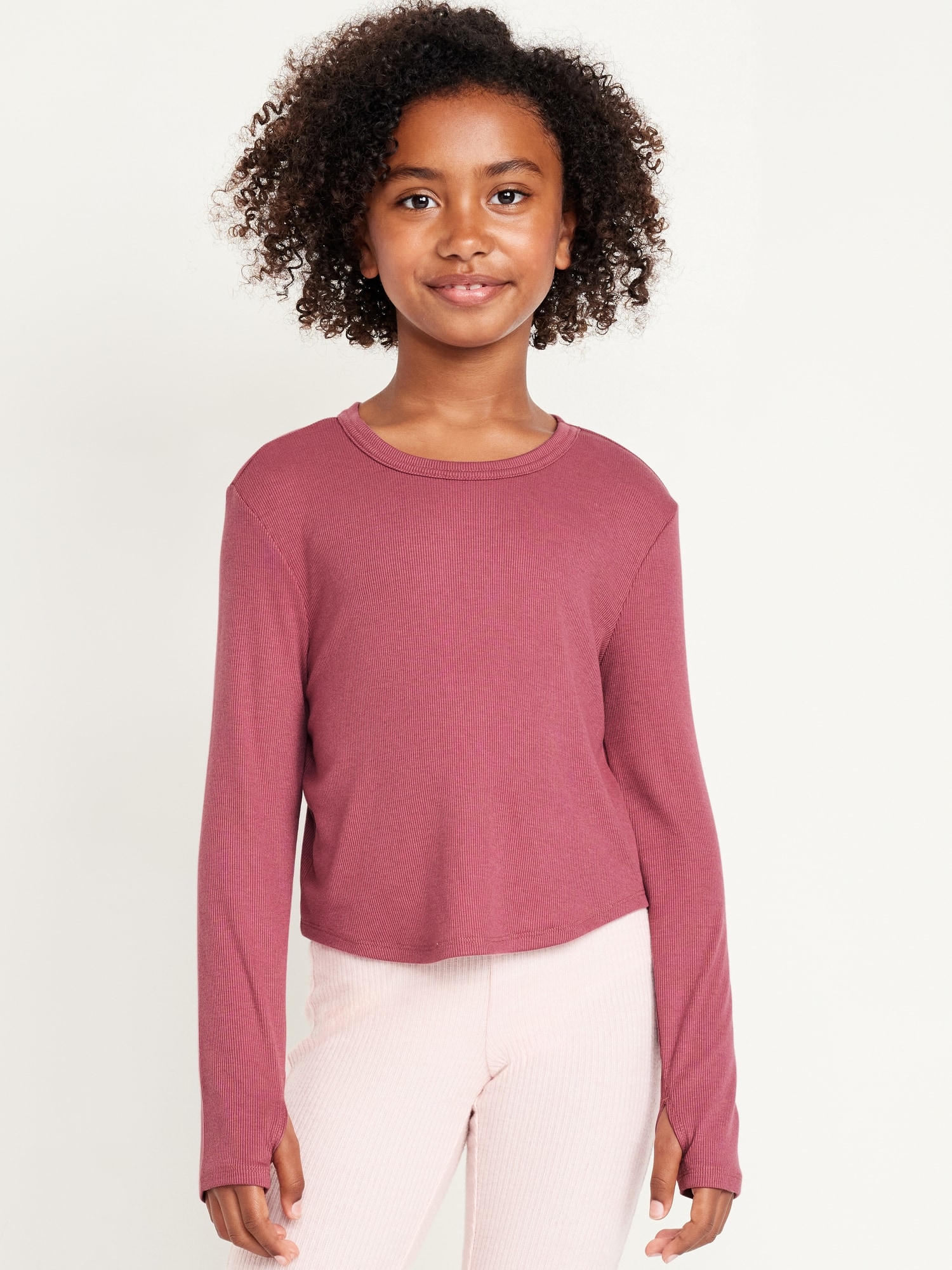 UltraLite Long-Sleeve Rib-Knit T-Shirt for Girls