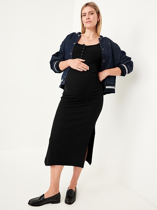 Image number 6 showing, Maternity Long Sleeve Henley Midi Dress