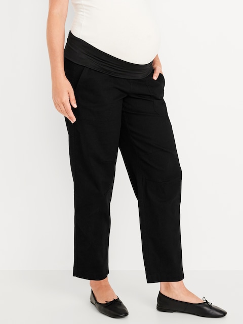 Maternity Rollover Waist Pulla Utility Pants - Black Jack