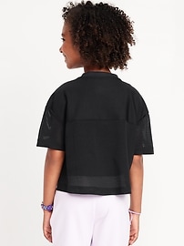 Image number 2 showing, Cropped Short-Sleeve Mesh Top for Girls