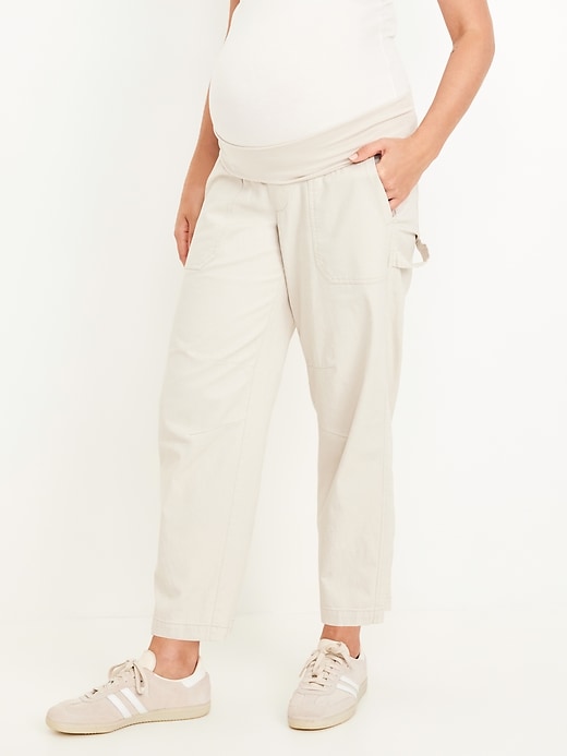 Image number 1 showing, Maternity Rollover Waist Pulla Utility Pants