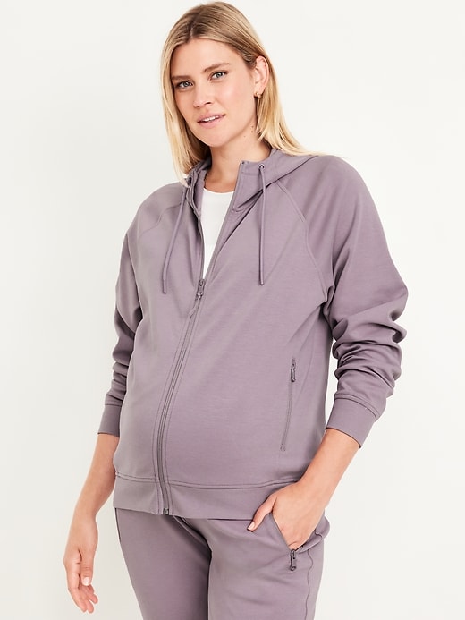 Image number 1 showing, Maternity Dynamic Fleece Full-Zip Hoodie