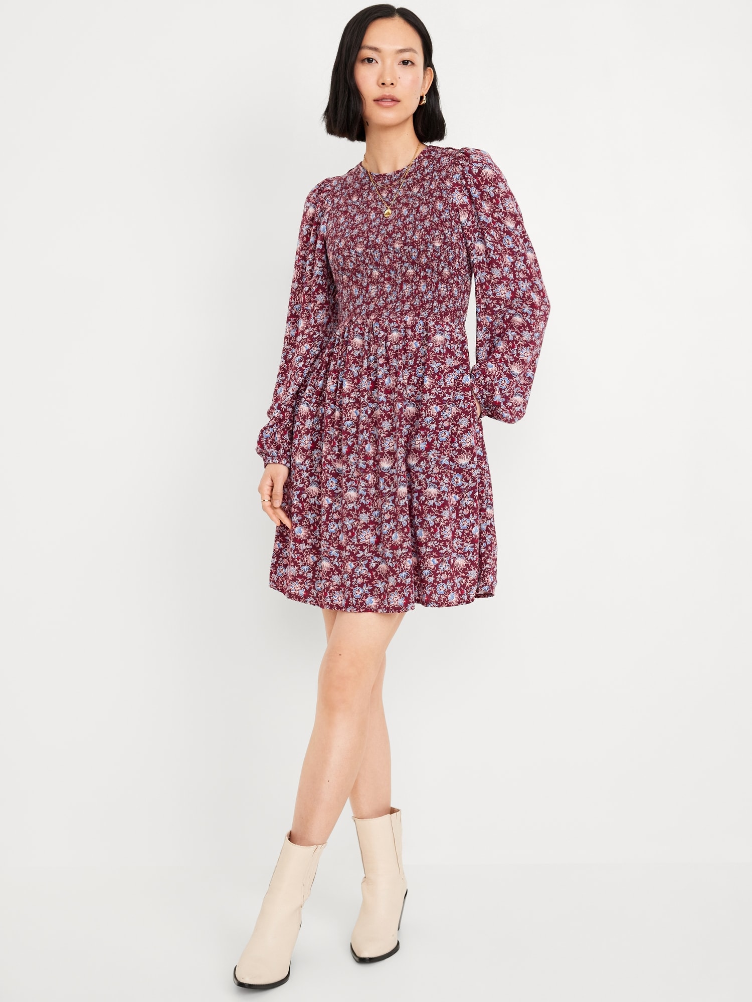 Long sleeve fit n flare dress hotsell