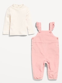 View large product image 3 of 3. Ruffle-Trim T-Shirt and Corduroy Overalls Set for Baby