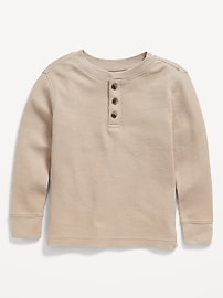 View large product image 3 of 3. Long-Sleeve Thermal-Knit Henley T-Shirt for Toddler Boys