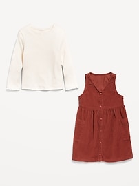 View large product image 3 of 3. Sleeveless Pocket Corduroy Dress and Top Set for Toddler Girls