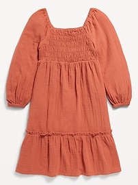 View large product image 3 of 3. Long-Sleeve Double-Weave Fit and Flare Dress for Girls