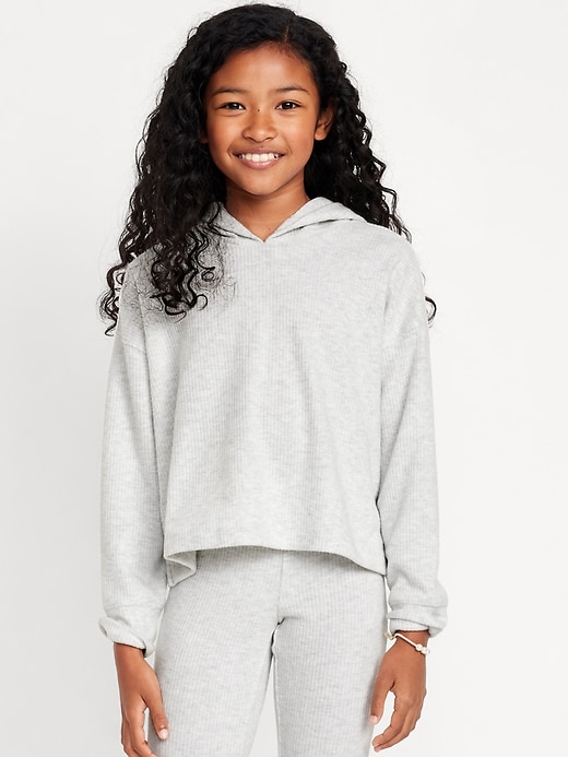 View large product image 1 of 5. Cropped Plush Ribbed Hoodie for Girls