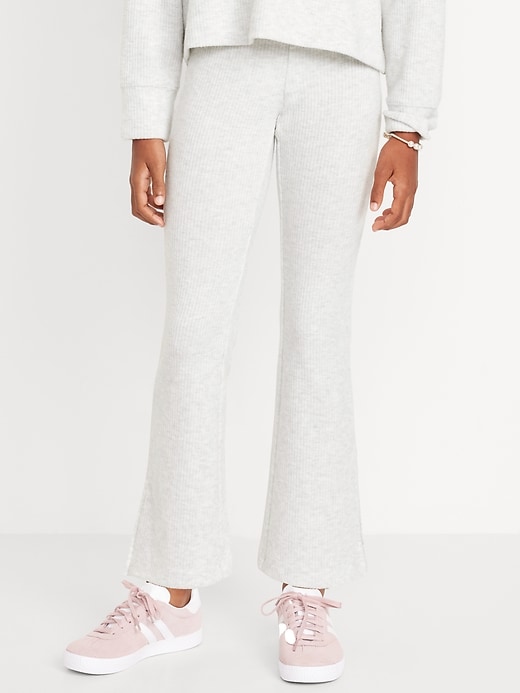 View large product image 1 of 5. Plush High-Waisted Ribbed Flare Pants for Girls