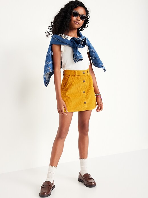 Fashion Button Up Denim Skirt Yellow Mini Skirt Outfit A Line