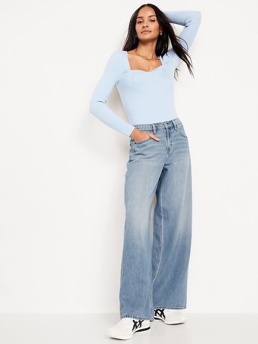 Image number 4 showing, Mid-Rise Baggy Wide-Leg Jeans