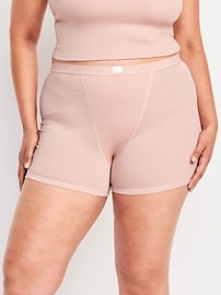 View large product image 7 of 8. High-Waisted Ribbed Boyshort Briefs -- 3-inch inseam