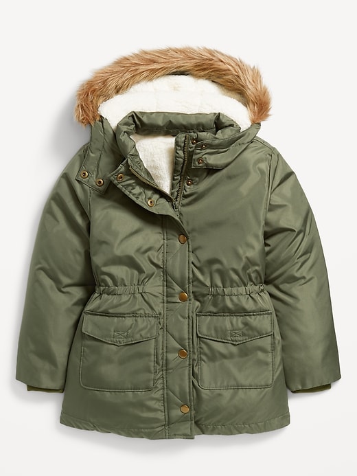 Water-Resistant Sherpa-Lined Hooded Parka Coat for Girls Old Navy