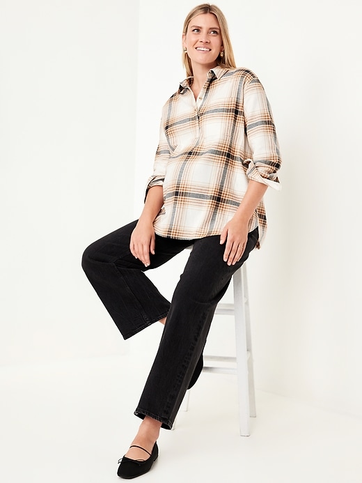 Image number 5 showing, Maternity Plaid Flannel Popover Shirt