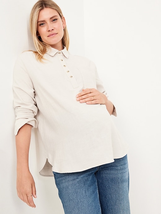 Image number 4 showing, Maternity Flannel Popover Shirt