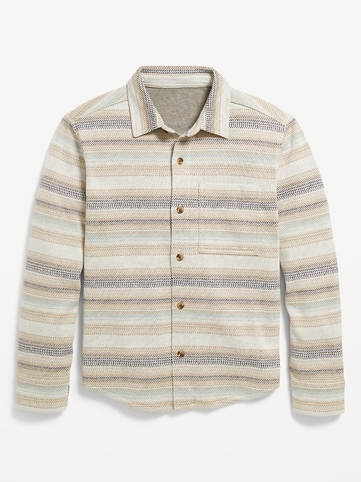 View large product image 2 of 3. Long-Sleeve Jacquard Knit Pocket Shirt for Boys