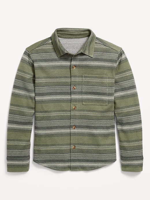 View large product image 2 of 3. Long-Sleeve Jacquard Knit Pocket Shirt for Boys