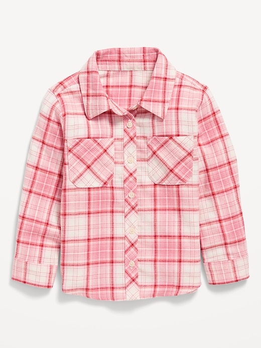 View large product image 2 of 2. Long-Sleeve Plaid Pocket Shirt for Toddler Girls