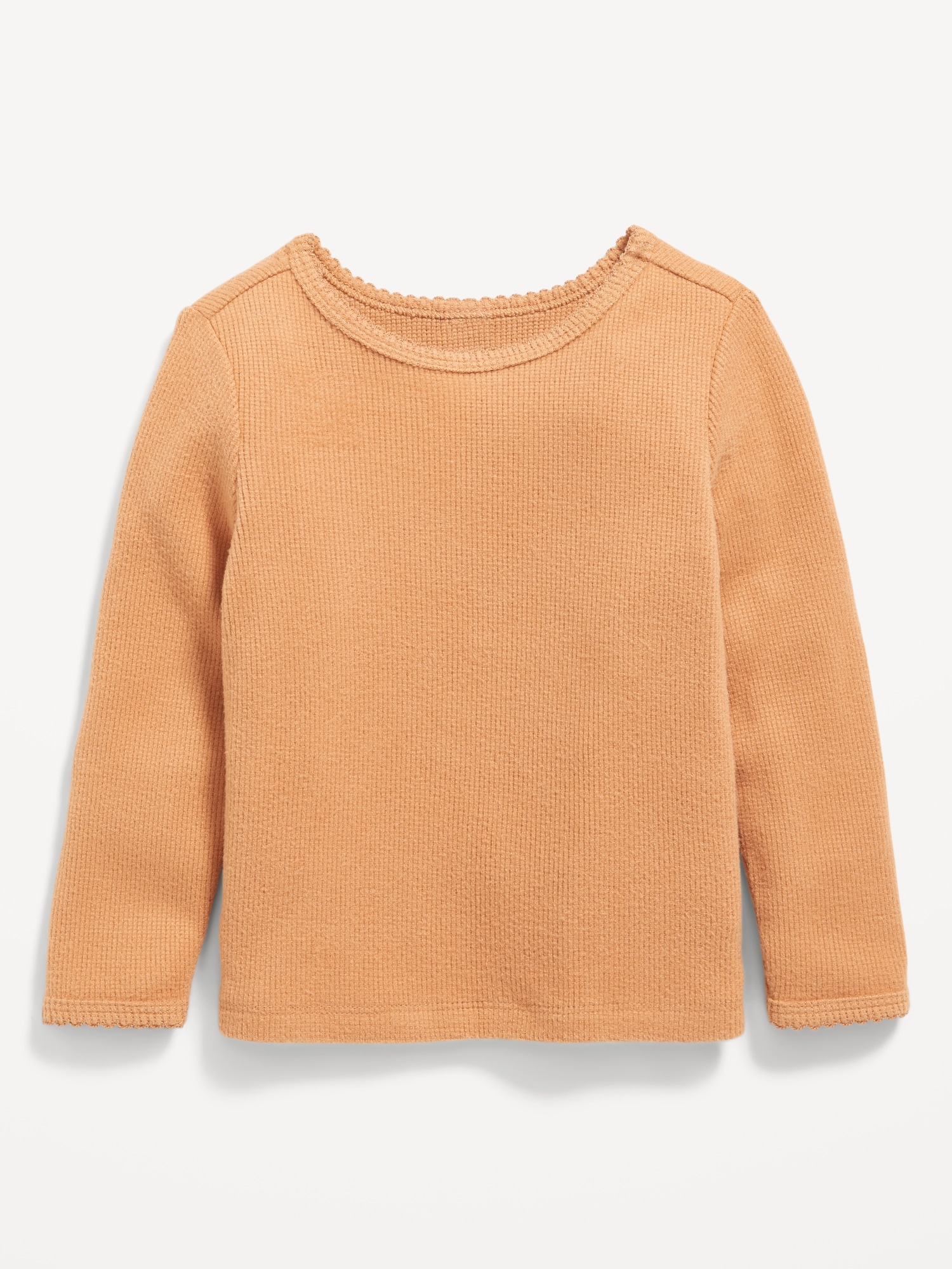 Cozy Long-Sleeve Thermal-Knit T-Shirt for Toddler Girls