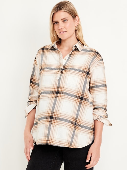 Image number 1 showing, Maternity Plaid Flannel Popover Shirt