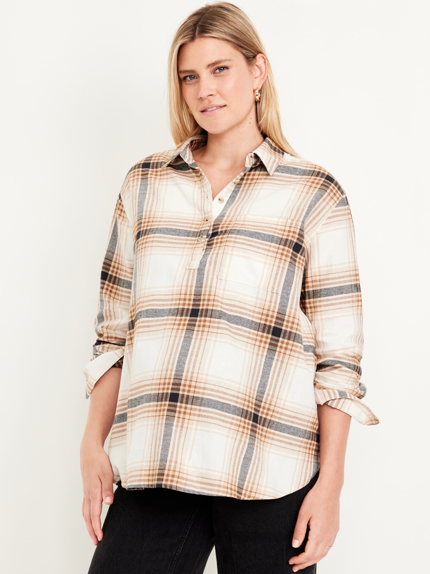 Maternity Plaid Flannel Popover Shirt | Old Navy