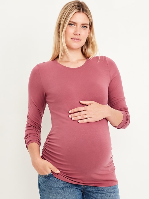 Image number 1 showing, Maternity Long Sleeve Crew Neck T-Shirt