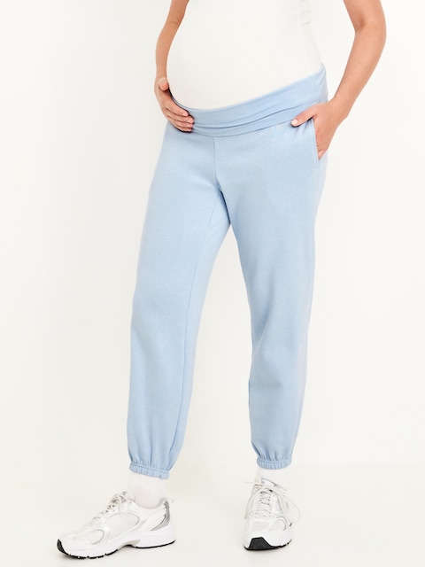 Maternity Rollover-Waist Jogger Sweatpants - Glassy Sea