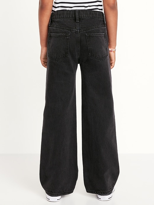 View large product image 2 of 5. High-Waisted Baggy Two-Tone Wide-Leg Jeans for Girls