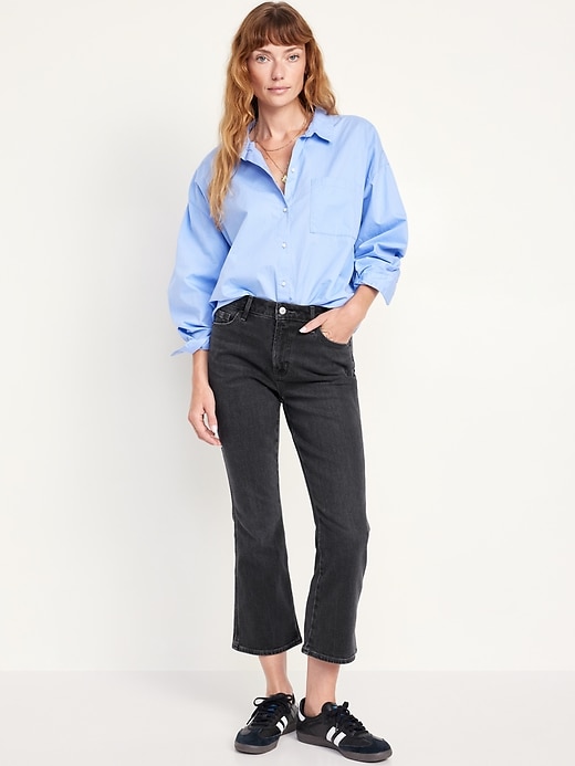 Image number 1 showing, High-Waisted Vintage Crop Flare Jeans