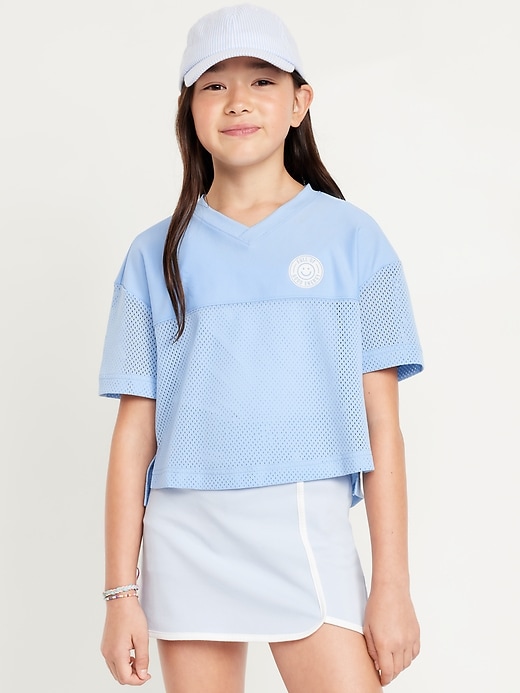 View large product image 1 of 4. Cropped Short-Sleeve Mesh Top for Girls