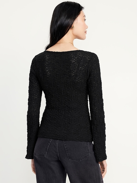 Image number 2 showing, Textured Lace Scoop-Neck Top