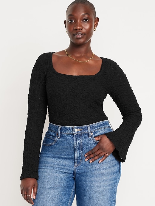 Image number 5 showing, Textured Lace Scoop-Neck Top