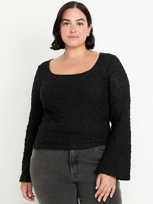 Image number 7 showing, Textured Lace Scoop-Neck Top