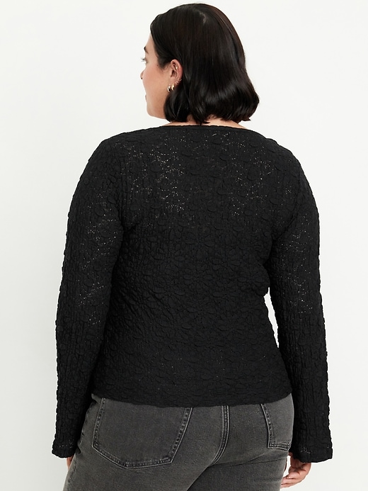 Image number 8 showing, Textured Lace Scoop-Neck Top