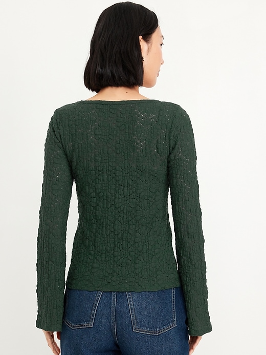 Image number 2 showing, Textured Lace Scoop-Neck Top