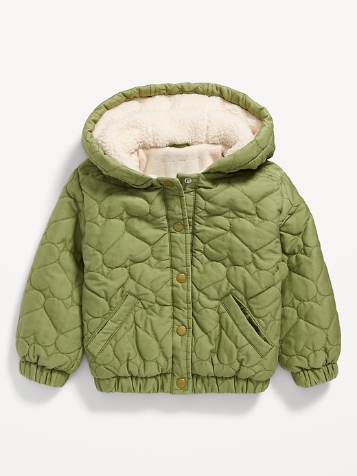 View large product image 1 of 1. Sherpa-Trim Quilted Jacket for Toddler Girls