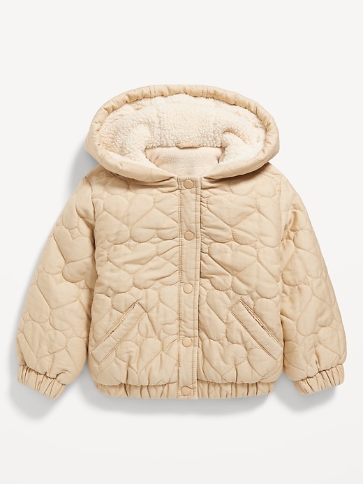 View large product image 1 of 2. Sherpa-Trim Quilted Jacket for Toddler Girls