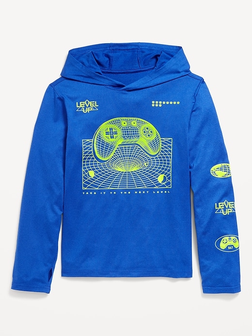 View large product image 2 of 3. CloudMotion Long-Sleeve Hooded Graphic T-Shirt for Boys