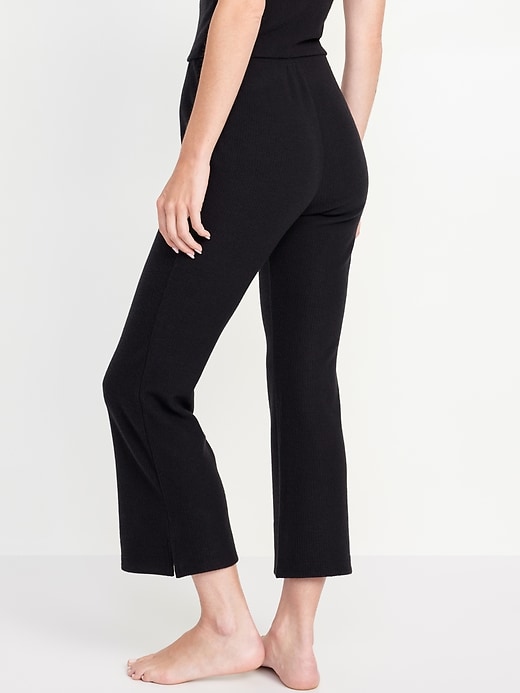 Image number 2 showing, High-Waisted Ribbed Crop Flare Lounge Pants