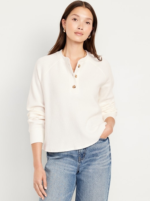 Image number 1 showing, Cozy Thermal-Knit Henley