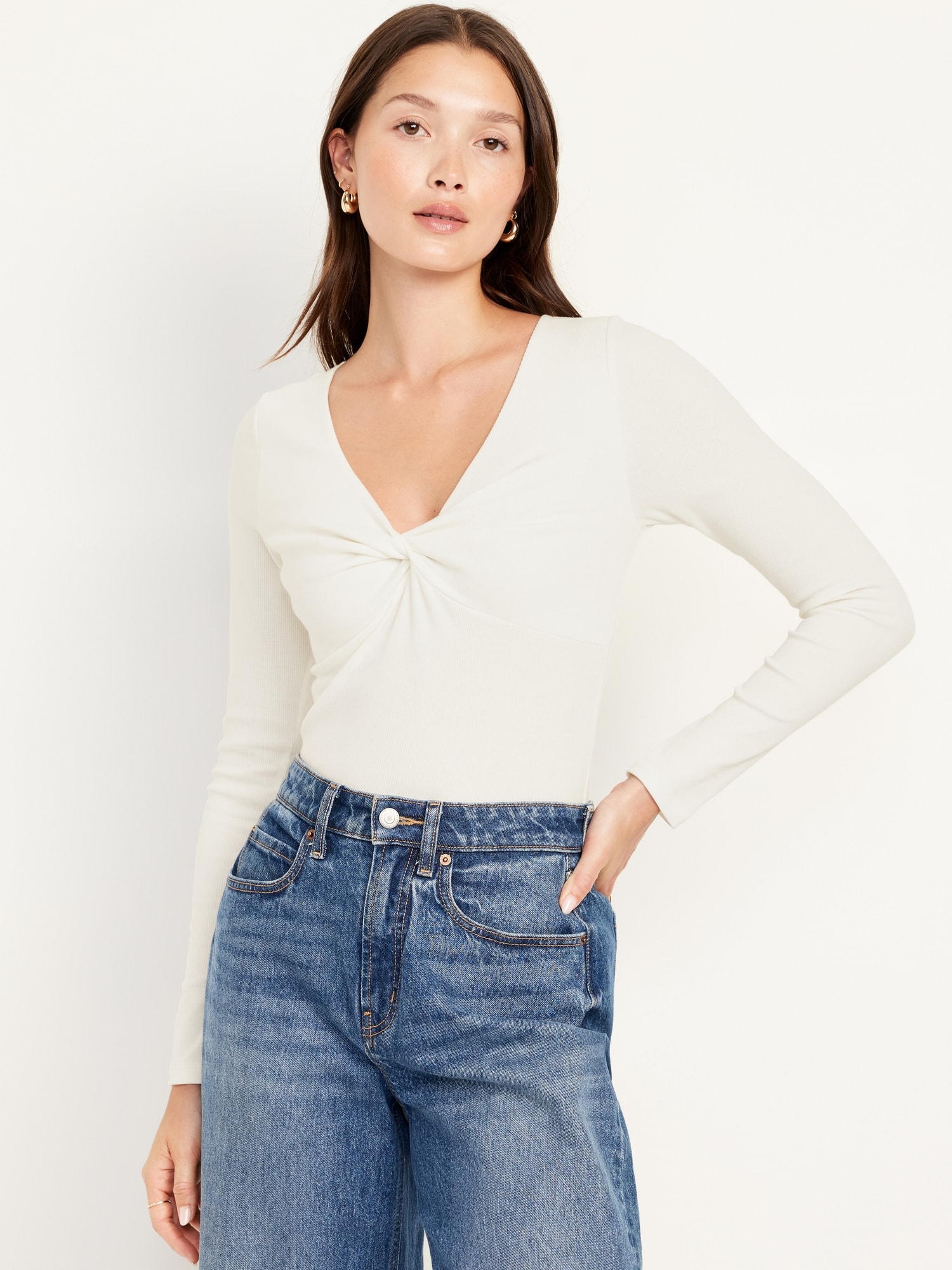 Twist-Front Ribbed Top