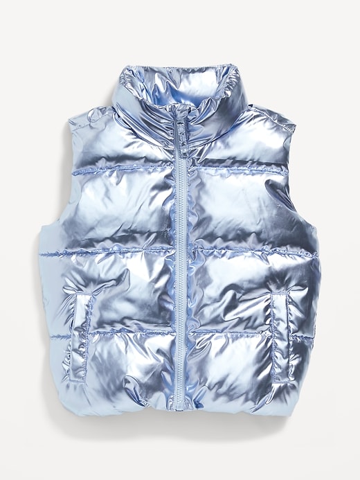 View large product image 2 of 4. Water-Resistant Metallic Puffer Vest for Girls