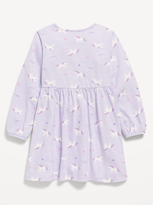 View large product image 2 of 2. Printed Jersey-Knit Long-Sleeve Dress for Toddler Girls