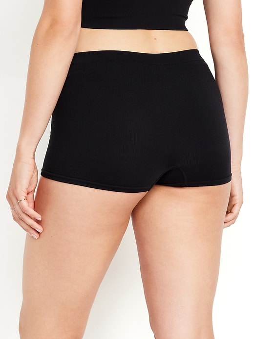 Image number 6 showing, Mid-Rise Seamless Ribbed Boyshort Underwear