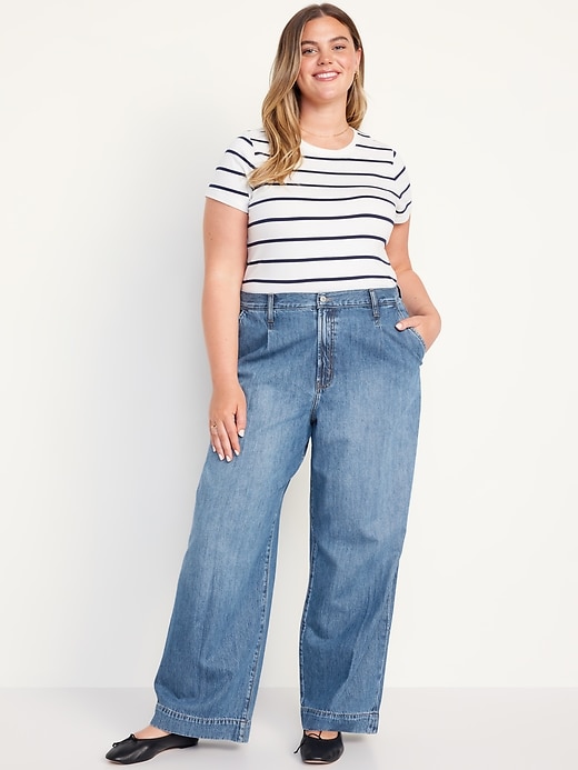 Image number 4 showing, Extra High-Waisted Sky-Hi Wide-Leg Trouser Jeans